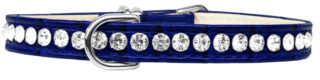 Beverly Style Rhinestone Designer Croc Dog Collar Blue