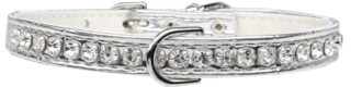 Beverly Style Rhinestone Designer Croc Dog Collar Silver