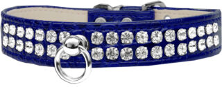Style #72 Rhinestone Designer Croc Dog Collar Blue
