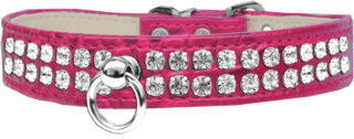 Rhinestone Designer Croc Dog Collar Bright Pink