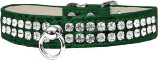 Rhinestone Designer Croc Dog Collar Emerald Green
