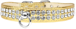 Rhinestone Designer Croc Dog Collar Gold