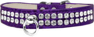 Rhinestone Designer Croc Dog Collar Purple