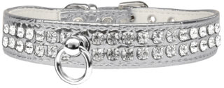 Rhinestone Designer Croc Dog Collar Silver