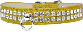 Style #72 Rhinestone Designer Croc Dog Collar Yellow