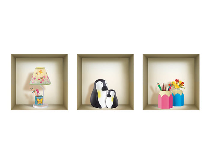 3D WALL Stickers, NICHE illusion set, Removable Vinyl